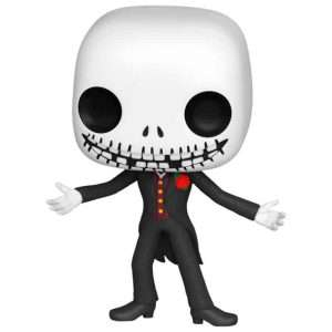 Funko Pop de Jack Skellington, personaje de Pesadilla Antes de Navidad, figura coleccionable de horror y Halloween.